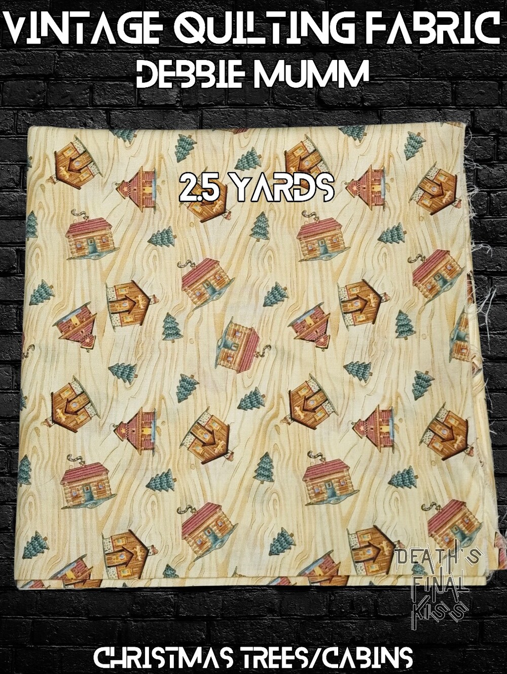 🎄Vintage Debbie Mumm wood grain Christmas Tree Quilting Cotton Fabric 2.5yd